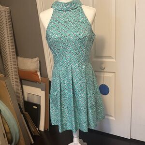 Jessica Simpson Teal and White Halter Dress
